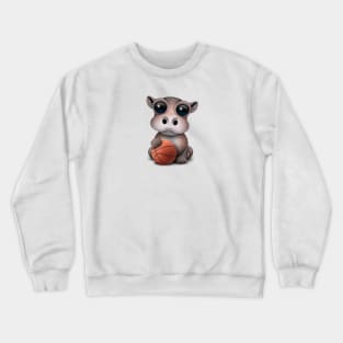 Cute Baby Hippo Playing With Basketball Crewneck Sweatshirt